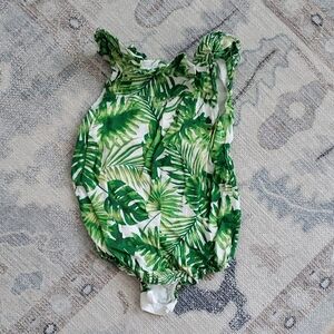 Janie and Jack Baby Girls Romper Banana Leaf Green Palm Print Bubble Sz12-18m